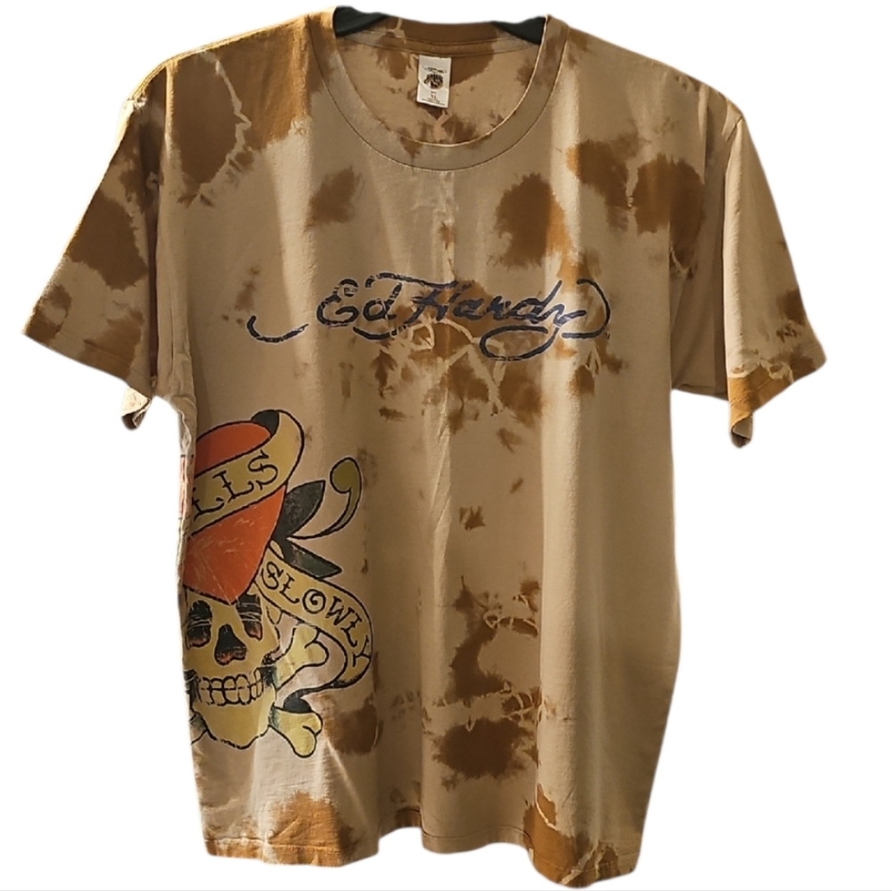 Ed Hardy Shortsleeve Graphic Crewneck T-Shirt. Men's Size: XL.